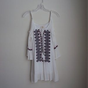 Exist White Boho Print Cold Shoulder Mini Dress